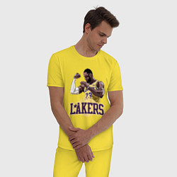 Пижама хлопковая мужская LeBron - Lakers, цвет: желтый — фото 2