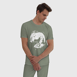 Пижама хлопковая мужская Полнолуние Корги, цвет: авокадо — фото 2