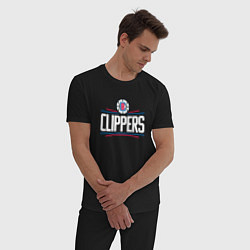 Пижама хлопковая мужская Los Angeles Clippers, цвет: черный — фото 2