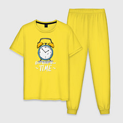 Пижама хлопковая мужская Не трать свое время, цвет: желтый