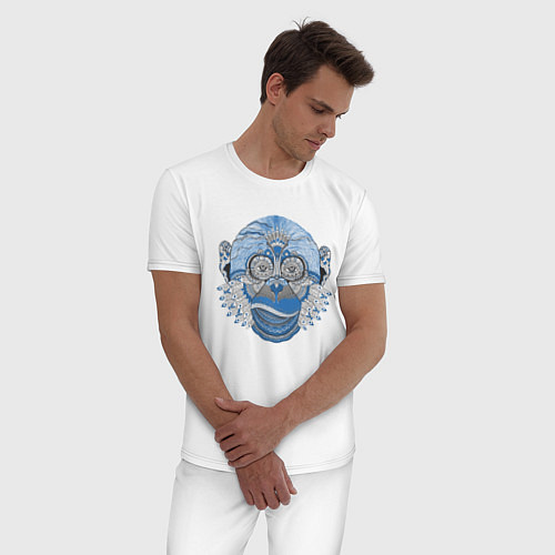 Мужская пижама Синий шимпанзе / Белый – фото 3