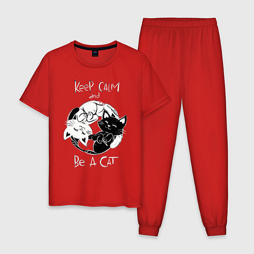 Мужская пижама Просто будь Котом / Красный – фото 1