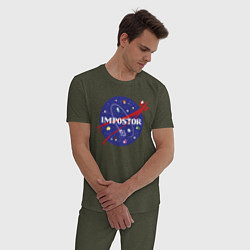 Пижама хлопковая мужская IMPOSTOR NASA, цвет: меланж-хаки — фото 2