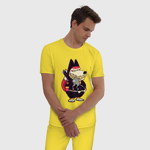 Мужская пижама Опасный хищник / Желтый – фото 3