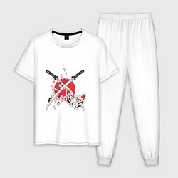 Пижама хлопковая мужская Японская катана Z, цвет: белый