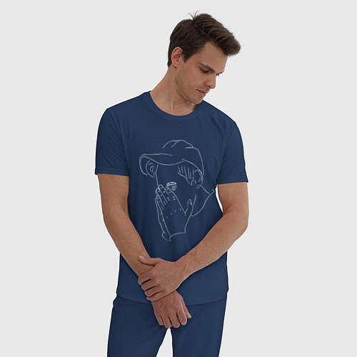 Мужская пижама Грустный человек / Тёмно-синий – фото 3