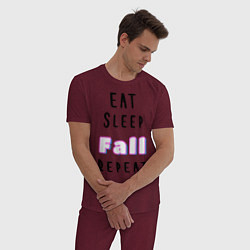 Пижама хлопковая мужская Fall Guys, цвет: меланж-бордовый — фото 2