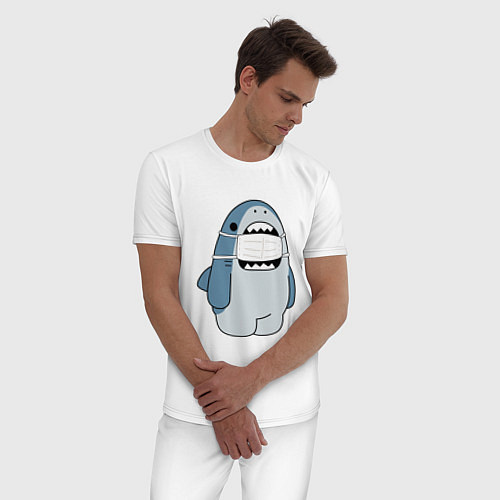 Мужская пижама Акула в маске / Белый – фото 3
