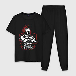 Пижама хлопковая мужская FCSM, цвет: черный