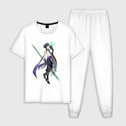 Пижама хлопковая мужская Сяо Genshin Impact, цвет: белый