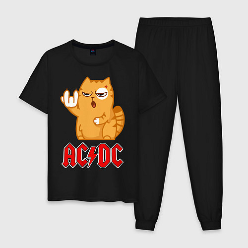 Мужская пижама ACDC rock cat / Черный – фото 1