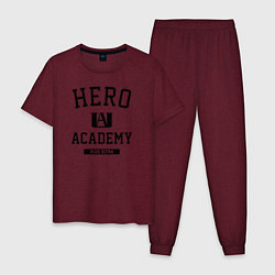Пижама хлопковая мужская Моя геройская академия, цвет: меланж-бордовый