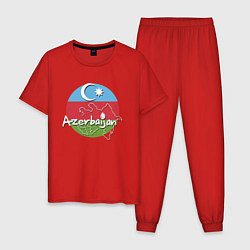 Пижама хлопковая мужская Азербайджан, цвет: красный