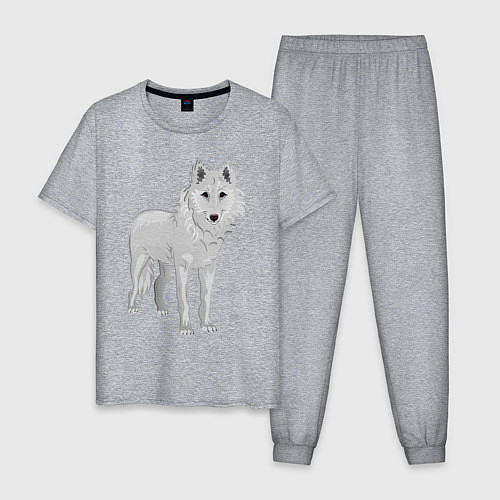 Мужская пижама Белый волк / Меланж – фото 1