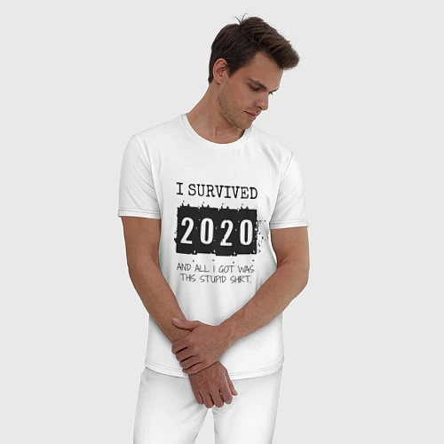 Мужская пижама 2020 - я выжил / Белый – фото 3