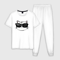 Пижама хлопковая мужская COOL CAT, цвет: белый