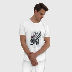 Пижама хлопковая мужская Бешеный двигатель, цвет: белый — фото 2
