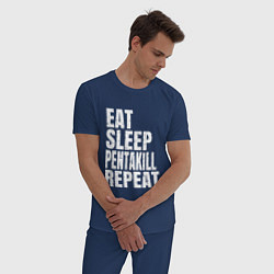 Пижама хлопковая мужская EAT SLEEP PENTAKILL REPEAT, цвет: тёмно-синий — фото 2
