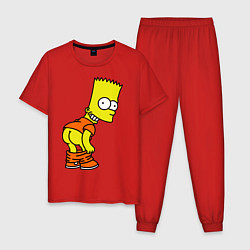 Пижама хлопковая мужская Задница Барта, цвет: красный