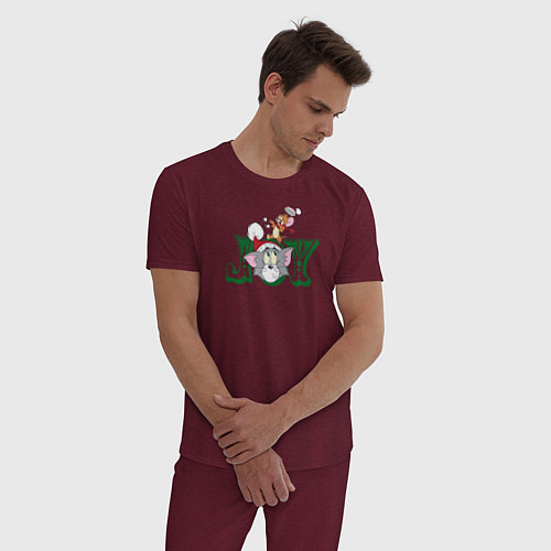 Мужская пижама Том и Джерри / Меланж-бордовый – фото 3