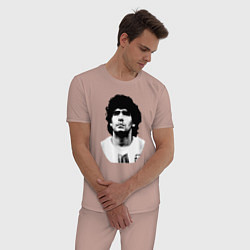 Пижама хлопковая мужская Диего Марадона, цвет: пыльно-розовый — фото 2