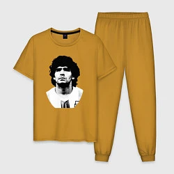 Пижама хлопковая мужская Диего Марадона, цвет: горчичный