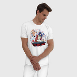 Пижама хлопковая мужская Santa Claus DJ, цвет: белый — фото 2