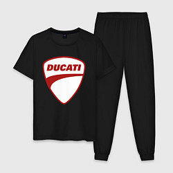 Пижама хлопковая мужская Ducati Logo Дукати Лого Z, цвет: черный