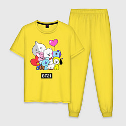 Пижама хлопковая мужская BT21, цвет: желтый