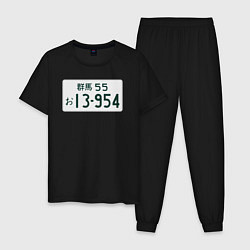 Пижама хлопковая мужская Initial D Номер, цвет: черный