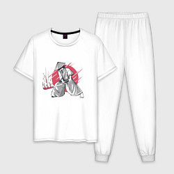 Пижама хлопковая мужская Катана Самурая, цвет: белый