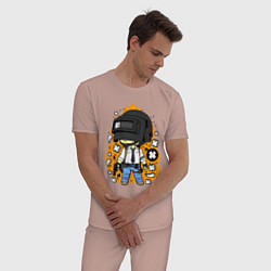 Пижама хлопковая мужская PUBG, цвет: пыльно-розовый — фото 2