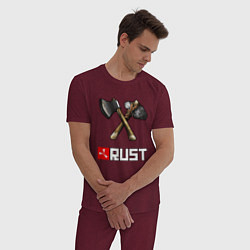Пижама хлопковая мужская RUST, цвет: меланж-бордовый — фото 2