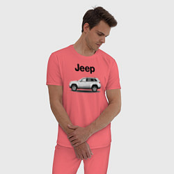 Пижама хлопковая мужская Jeep, цвет: коралловый — фото 2