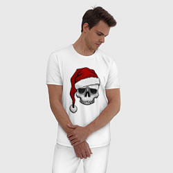 Пижама хлопковая мужская Рождественский Череп, цвет: белый — фото 2