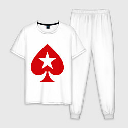 Пижама хлопковая мужская Покер Пики Poker Stars, цвет: белый