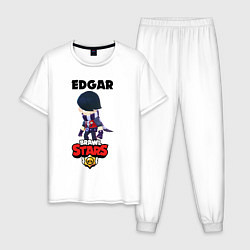 Пижама хлопковая мужская BRAWL STARS EDGAR, цвет: белый