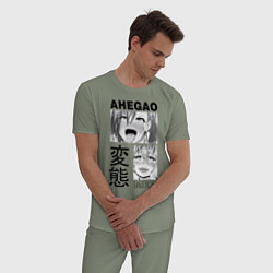 Пижама хлопковая мужская Ahegao, цвет: авокадо — фото 2