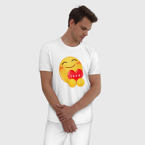 Мужская пижама Смайлик с сердечком / Белый – фото 3