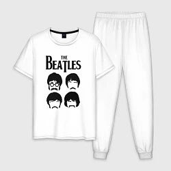 Пижама хлопковая мужская The Beatles Liverpool Four, цвет: белый