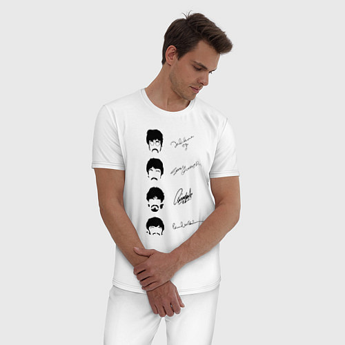 Мужская пижама The Beatles автографы / Белый – фото 3
