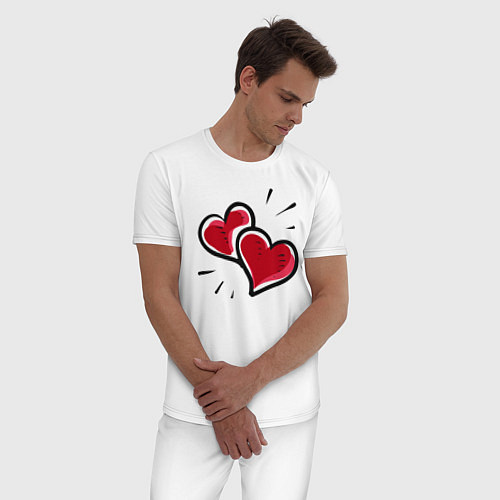 Мужская пижама Hearts / Белый – фото 3