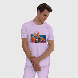 Пижама хлопковая мужская Моб Психо 100, цвет: лаванда — фото 2