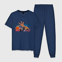 Пижама хлопковая мужская Моб Психо 100, цвет: тёмно-синий