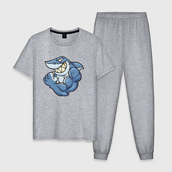 Пижама хлопковая мужская Shark Fit, цвет: меланж