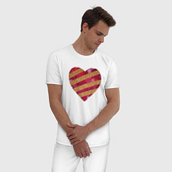 Пижама хлопковая мужская Сердце, цвет: белый — фото 2