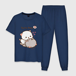 Пижама хлопковая мужская Влюблённые котята, цвет: тёмно-синий