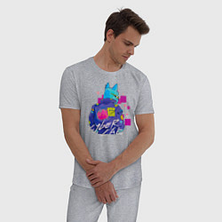Пижама хлопковая мужская CYBER CAT 2077, цвет: меланж — фото 2