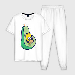 Пижама хлопковая мужская Гомер авокадо, цвет: белый