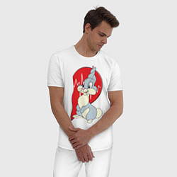 Пижама хлопковая мужская Заяц, цвет: белый — фото 2